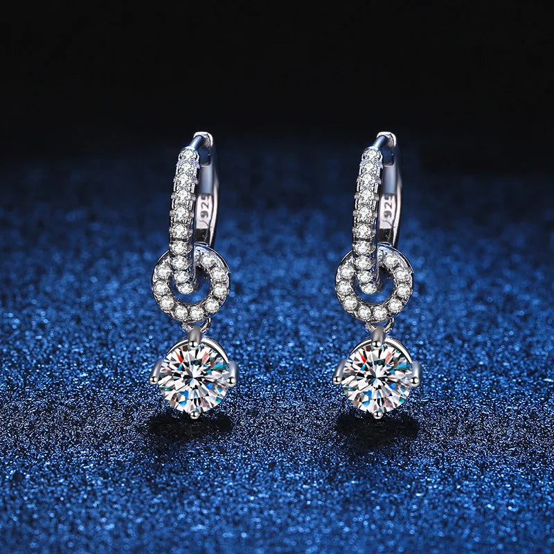 Moissanit 925 Sterling Silber Diamant Ohrhänger für Damen Hochzeit Party