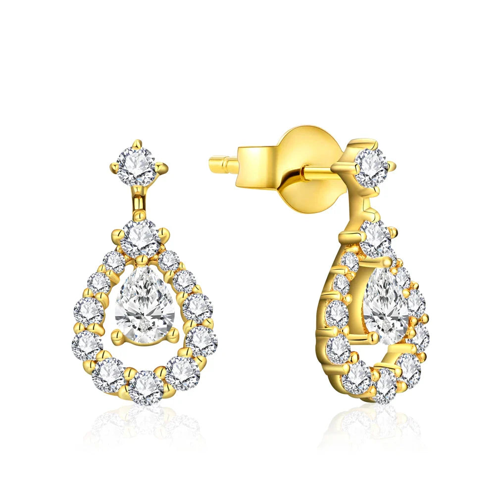 Pear Cut 4x3mm Moissanite Stud Earrings 925 Sterling Silver Bridal Sparkle