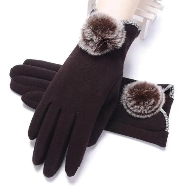 Elegant Red Autumn Full Finger Warm Women Gloves Classic Soft Comfortable Winter One Size Gloves For Women