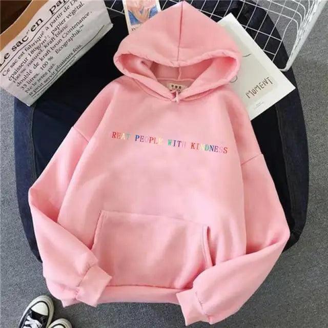 Elegant Spring Casual Treat People With Kindness Women/Men Vintage Casual Casual Hoodies with Pockets Letter Print Design and Cute Print Drawstring Hoodies For Men Women Comfortable Unisex Hoodies
