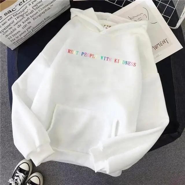 Elegant Spring Casual Treat People With Kindness Women/Men Vintage Casual Casual Hoodies with Pockets Letter Print Design and Cute Print Drawstring Hoodies For Men Women Comfortable Unisex Hoodies