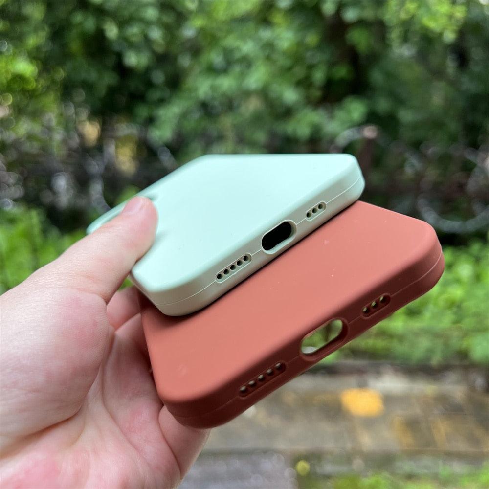 Elegant Style Solid Color Silicone Phone Cases For iPhone 13 14 Pro Max Classic Simple Case For iPhone 13 Pro Cover Slim Fit Silicone Back Cover For iPhone