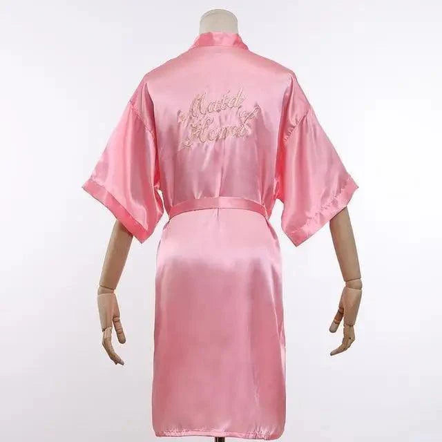 Elegant Wedding Bride Robe Lightweight Short Silk Sleepwear Women Indoor Bathrobes