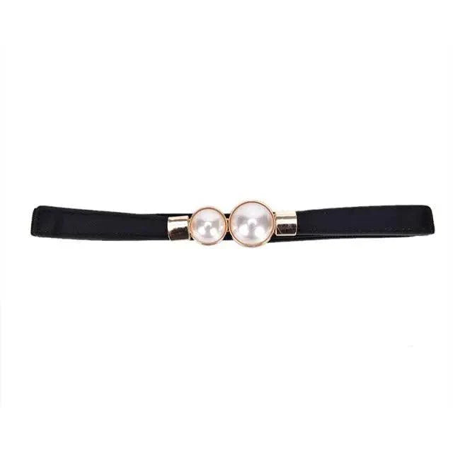Elegant Wide Fabric Strap  Silver Metal Buckle Belts For Women Trendy Women's Fashion Stretchable Classic Color Belts