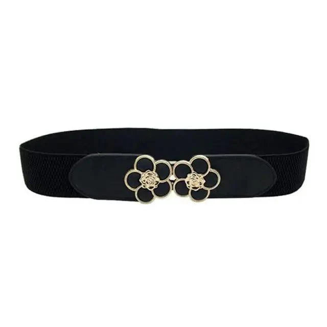 Elegant Wide Fabric Strap  Silver Metal Buckle Belts For Women Trendy Women's Fashion Stretchable Classic Color Belts