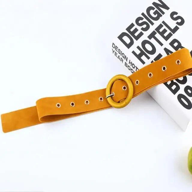 Elegant Wide Fabric Strap  Silver Metal Buckle Belts For Women Trendy Women's Fashion Stretchable Classic Color Belts