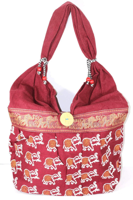 Sac bandoulière en coton Boho « Éléphant Jhola » fait main ethnique