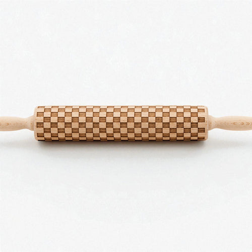 Embossed Courtly Check Rolling Pin For Cookies, Fondant and Baking With Kids