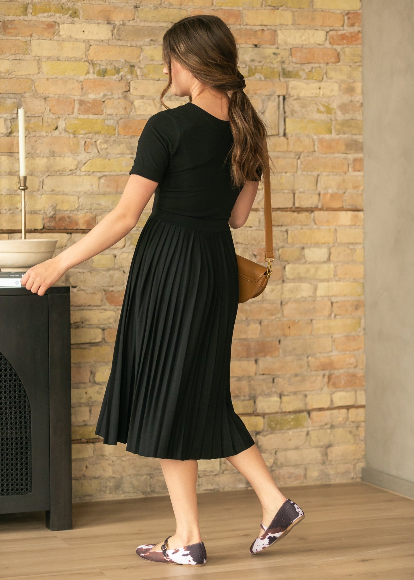 Emersyn Black Pleated Midi Dress - FINAL SALE