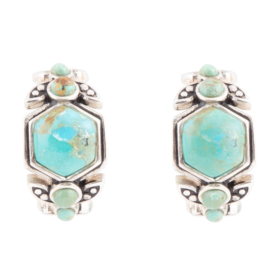 Boucles d'oreilles créoles Emile en argent sterling et turquoise