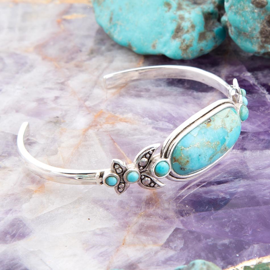 Emile Armspange aus Sterlingsilber mit blauem Türkis