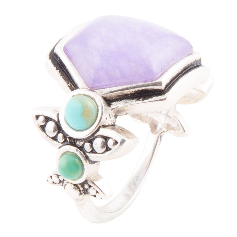 Emile Ring aus Lila Quarz und Blauem Türkis in Sterlingsilber