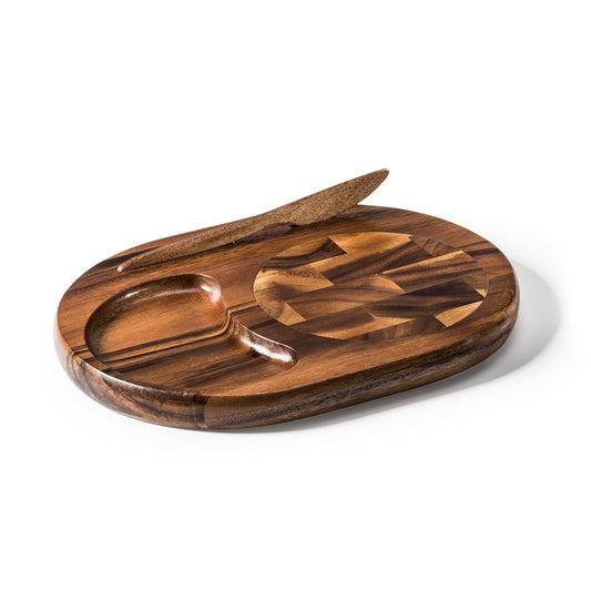 Stirnholz-Käsebrett mit Akazienmesservertiefung, Premium-Servierplatten-Set