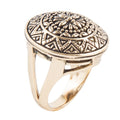 Engraved Golden Bronze Statement Ring