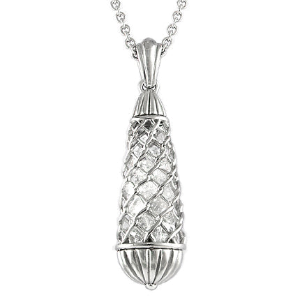 Collier pendentif Enmesh Goutte Cristal Blanc Argent Sterling