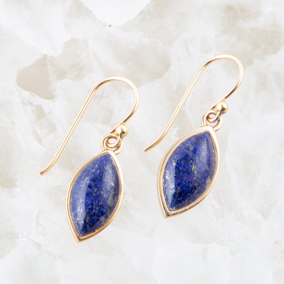 Blaue Lapis-Goldtropfenohrringe