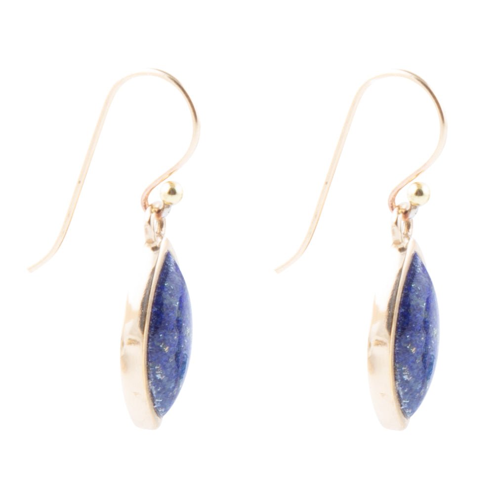 Blaue Lapis-Goldtropfenohrringe