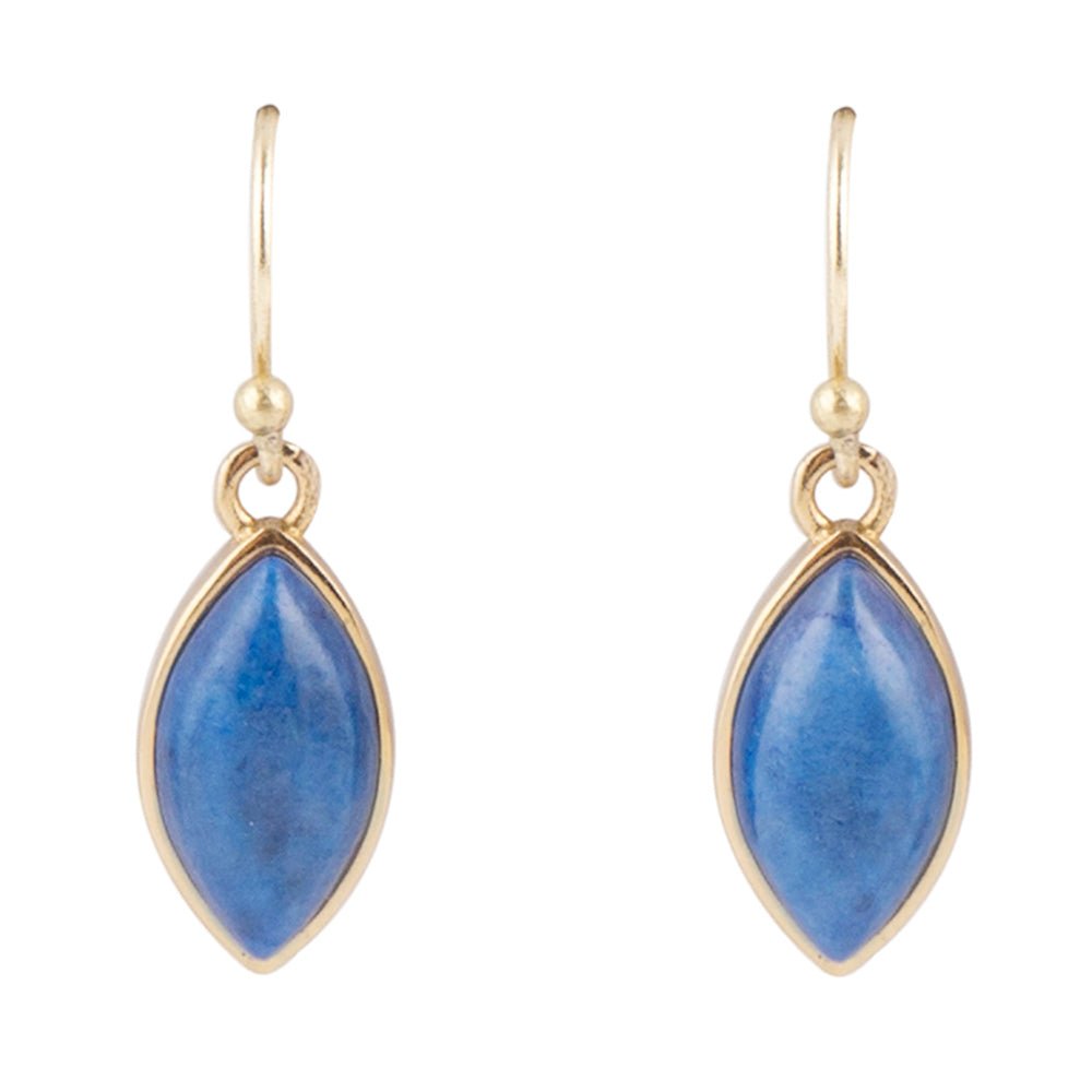 Blaue Lapis-Goldtropfenohrringe