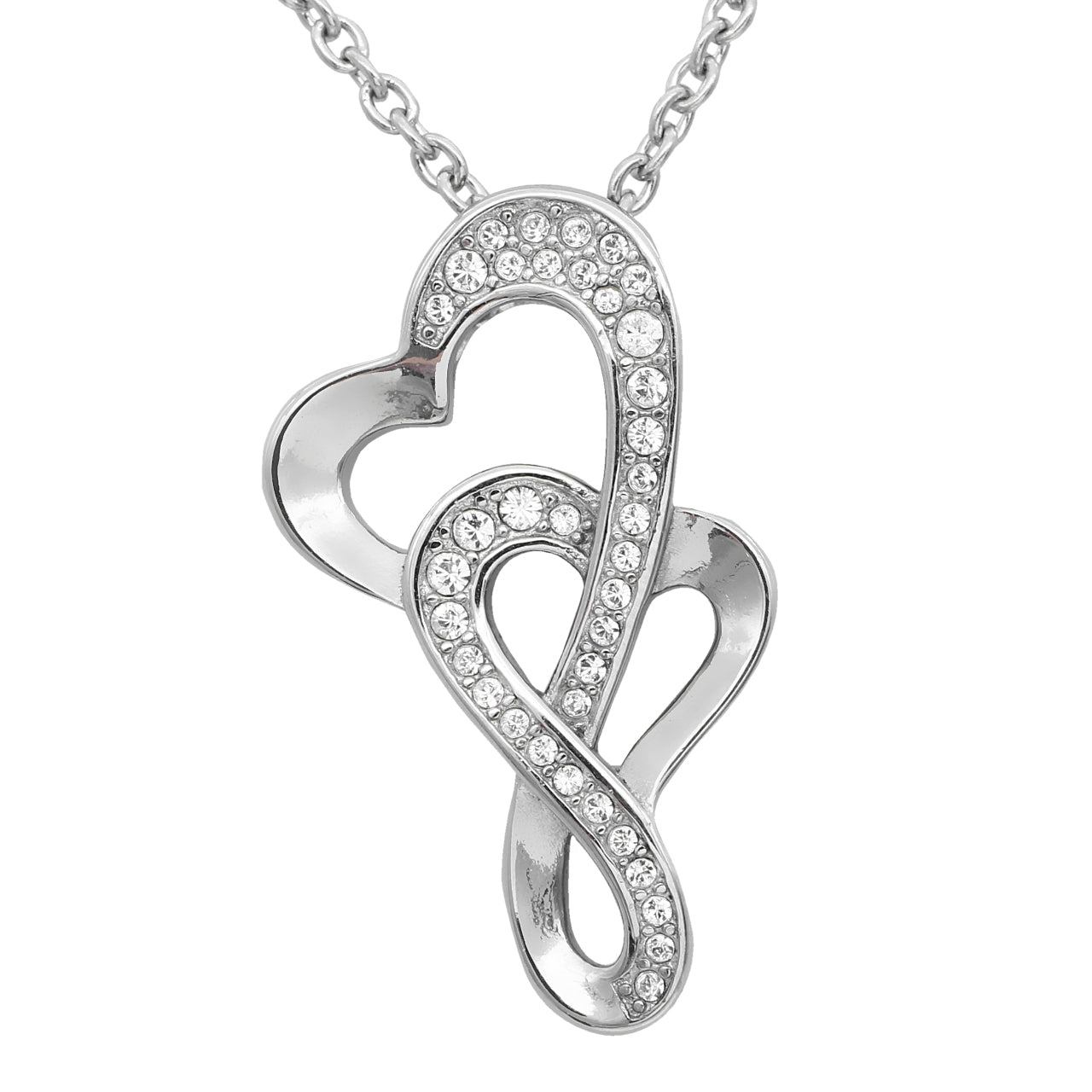 Collier Cœur Amour Éternel Pendentif Infini en Cristal Argent