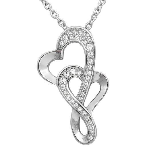 Collier Cœur Amour Éternel Pendentif Infini en Cristal Argent