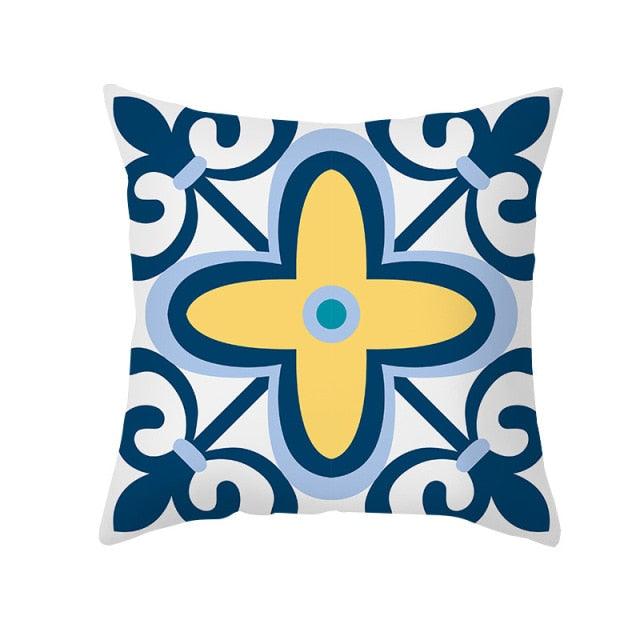 Ethnic Floral Patterns Sofa Cushion Cases Nordic Geometric Simple Blue Modern Decorative Throw Pillow Case Cushion Case For Room Bedroom Pillows Case Bohemian Decor Home Pillows 45x45CM