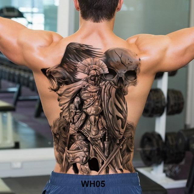 Extra Large Back Temporary Lion Tatoo Sticker Waterproof Black Luxury Big Modern  Design For Mens