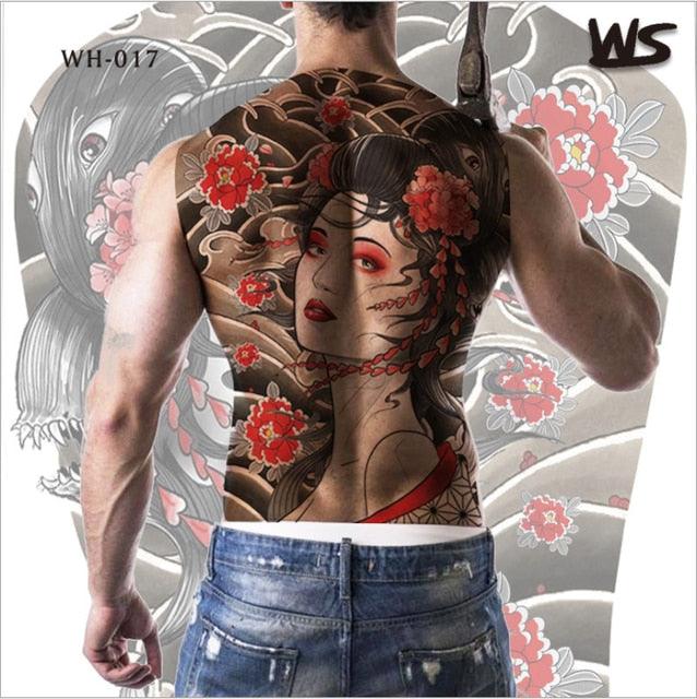 Extra Large Back Temporary Lion Tatoo Sticker Waterproof Black Luxury Big Modern  Design For Mens