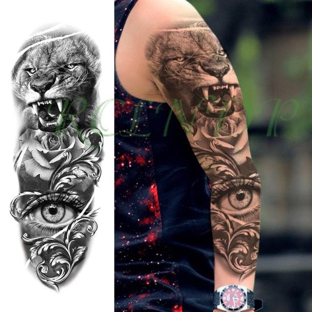 Extra Large Full Arm Leg Body Hand Waterproof Fake Tattoo Stickers Temporary Realistic Black Modern Mens Tattoo