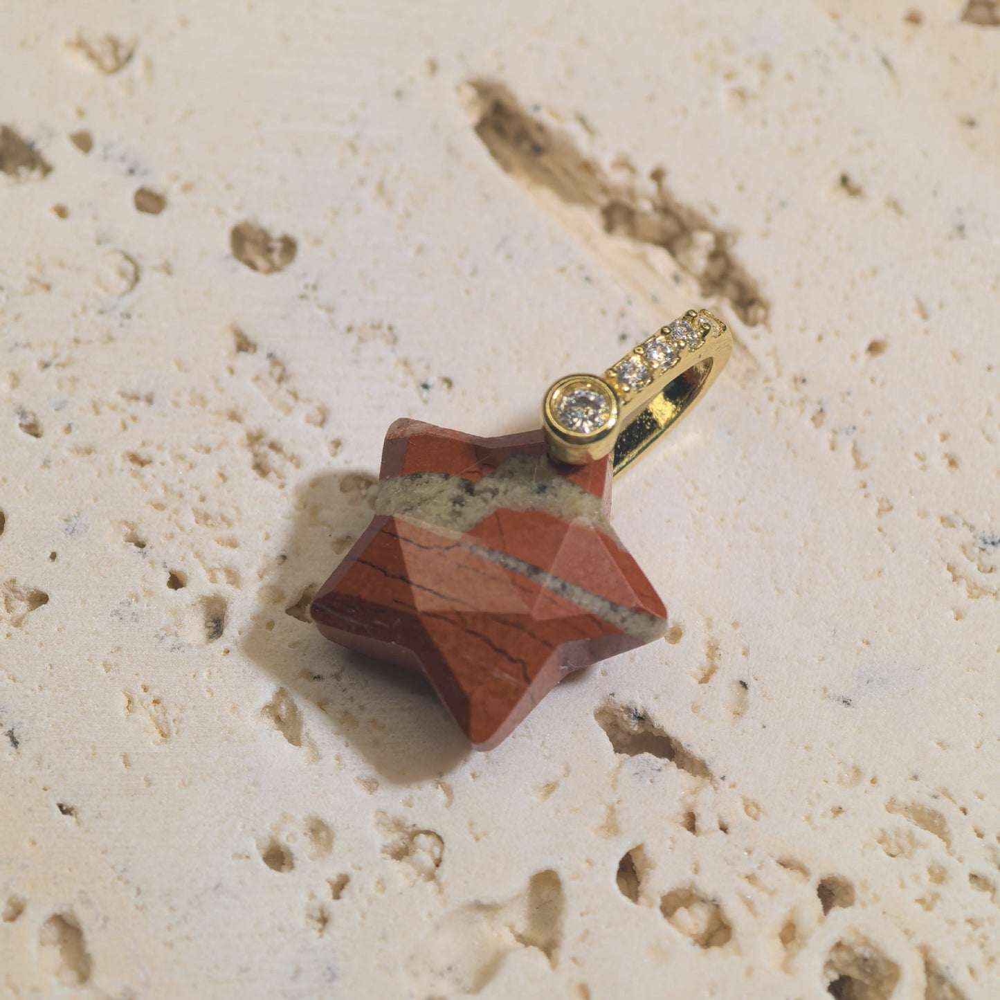 Natural Stone Cut-surface Star Pendant Five-pointed Star Charm