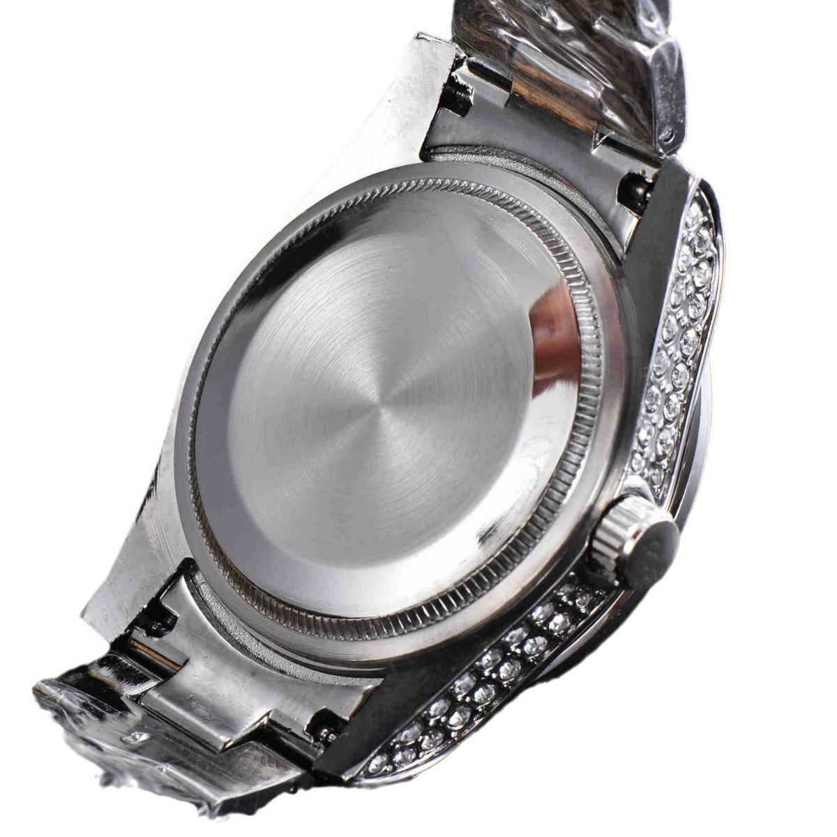 Mens All-Diamond Stainless Steel Quartz Watch