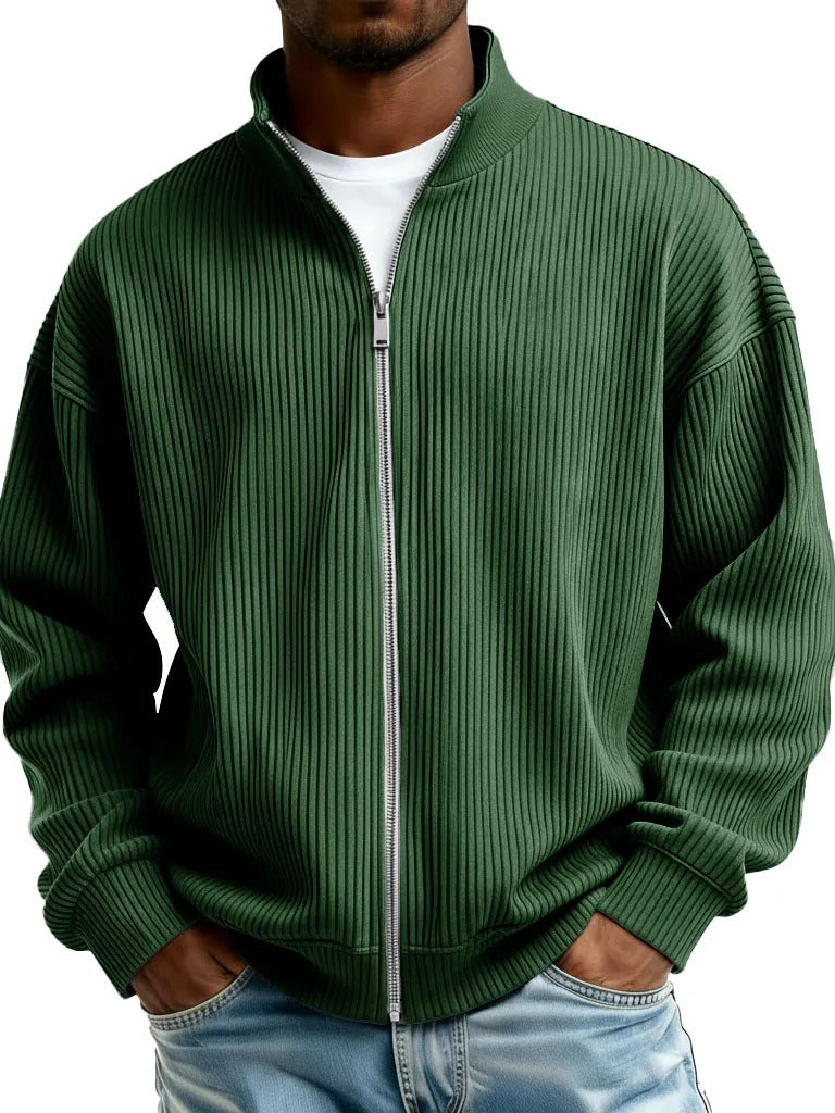 Mens Full-Zip Mock-Neck Sweater New FallWinter Style