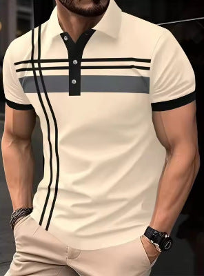 Mens Casual Printed Button-up Shirt With A Lapel Collar