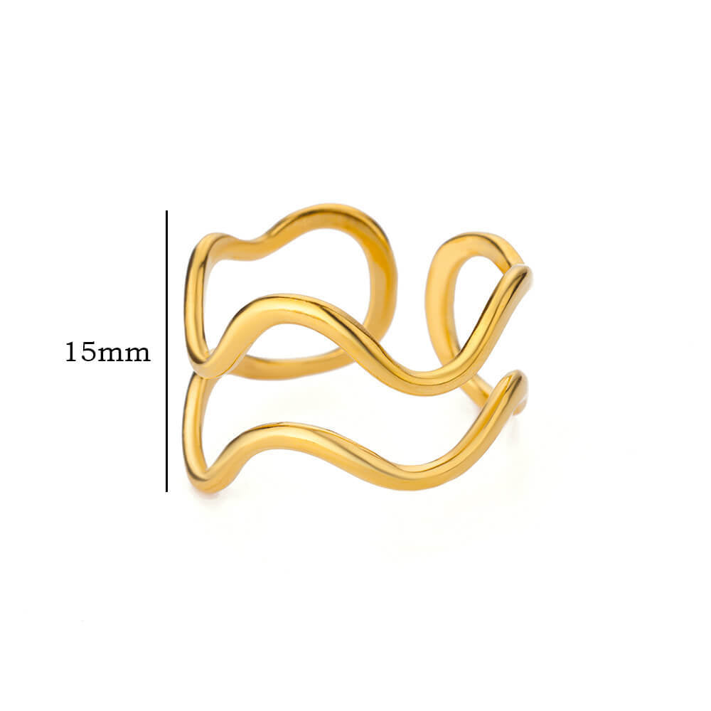 Geometric Line-cut Hollow Mens And Womens Ring
