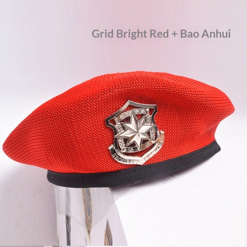 Childrens Star-themed Performance Beret Red Security Uniform Sailor Dance Cap Equestrian Hat