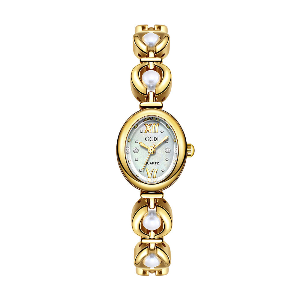 Gedi National Style Emerald Good-looking Bracelet Watch Niche High-grade Light Luxury Shell Pearls Exquisite Women's Quartz Watch
