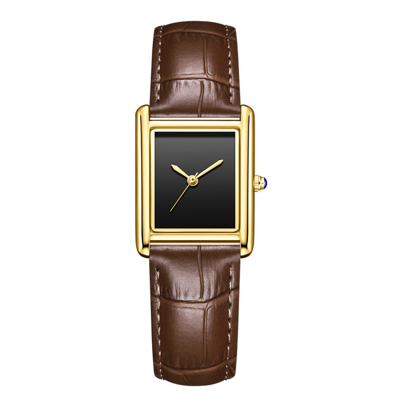 Couple Leather Watch Strap Simple Square Student's Watch Waterproof