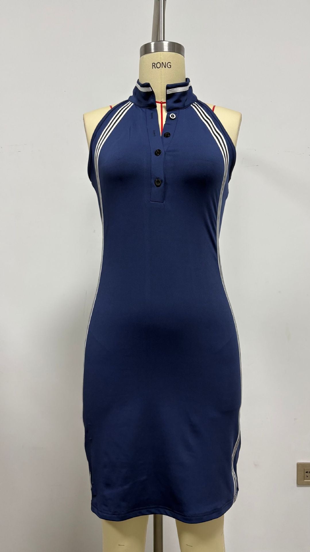 Women’s Sleeveless Button-Up Collar Shirt Dress