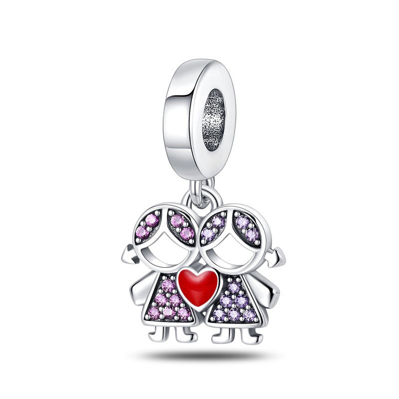 DIY Sisterhood Heart-shaped Bead Pendant Jewelry Accessory