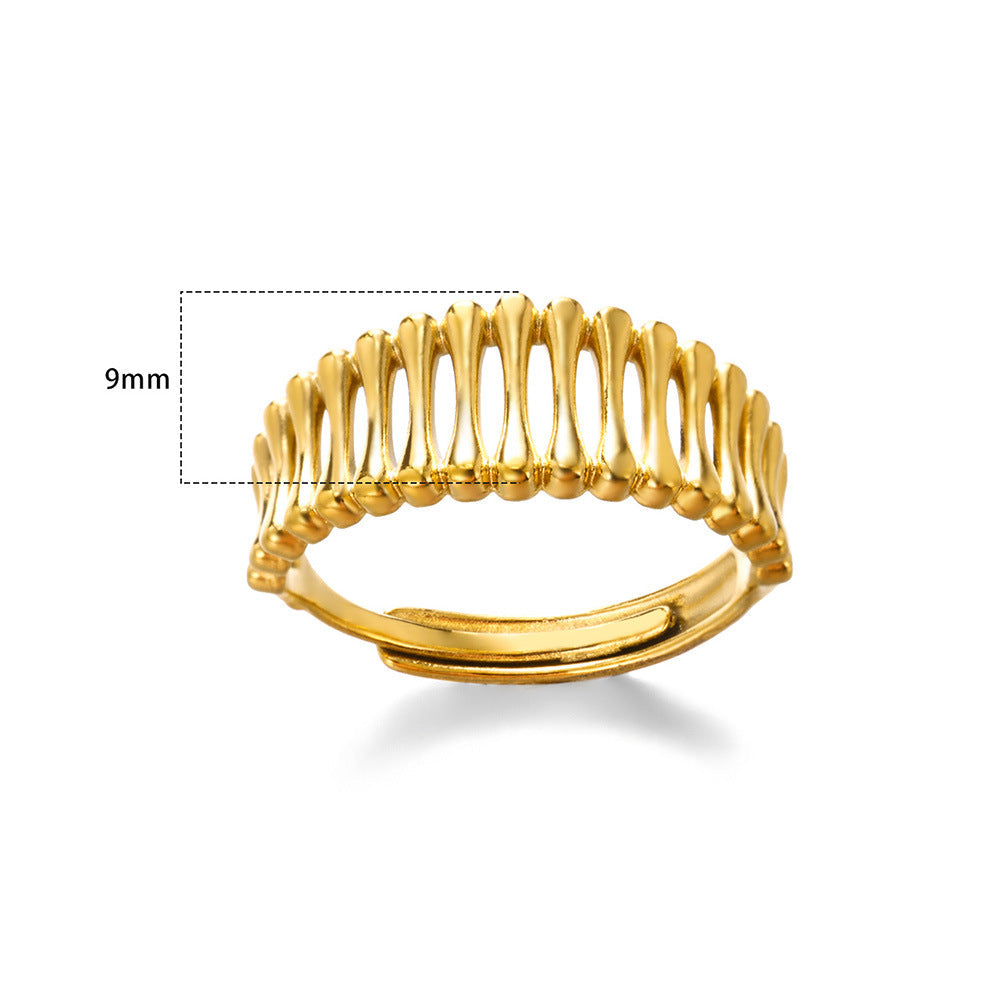Geometric Line-cut Hollow Mens And Womens Ring