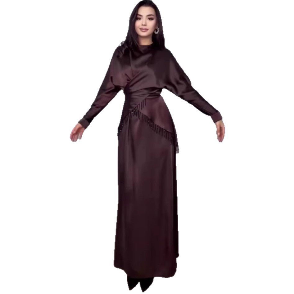 Silky Long-sleeved Elegant And Sophisticated Dress