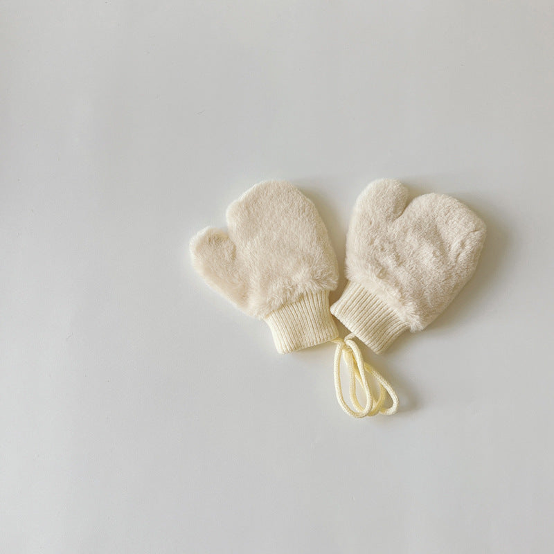 Fleece-lined Warm Finger Halter Baby Gloves