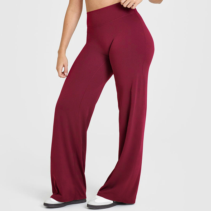 Loose Straight-leg Yoga Pants That Create A Slimming High-waisted Look