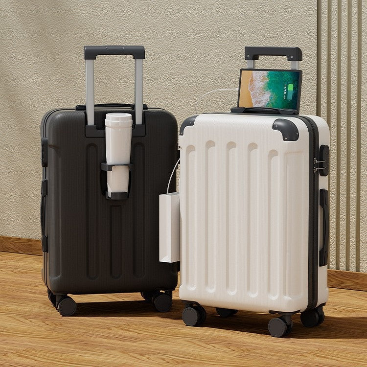 20 Inch 24 Inch Luggage, Silent Universal Wheel Anti Compression, Multifunctional Luggage, USB Port, Folding Cup Holder, Side Hook, Business Travel Box, Foldable Portable Cabin Travel Box, Lightweight