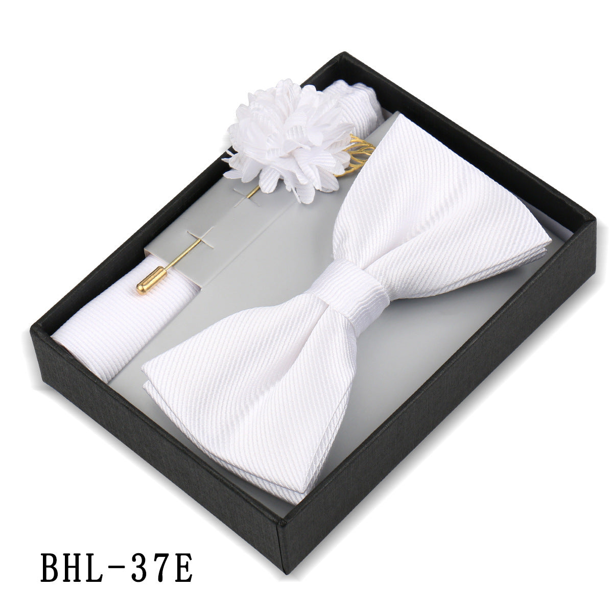Mens Bow Tie, Pocket Square, And Brooch Gift Set