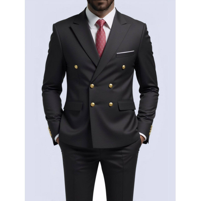Mens Double-Breasted Fashionable Casual Blazer
