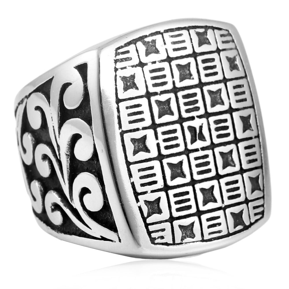 Retro Square Titanium Steel Square Ring