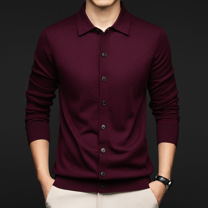 Mens Casual Commuter-style Solid-color Wool Sweater