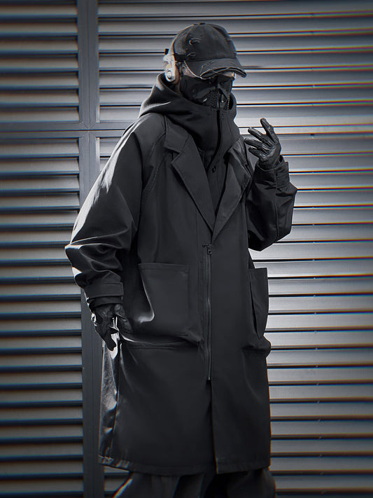 Trench-coat urbain noir HiJ36