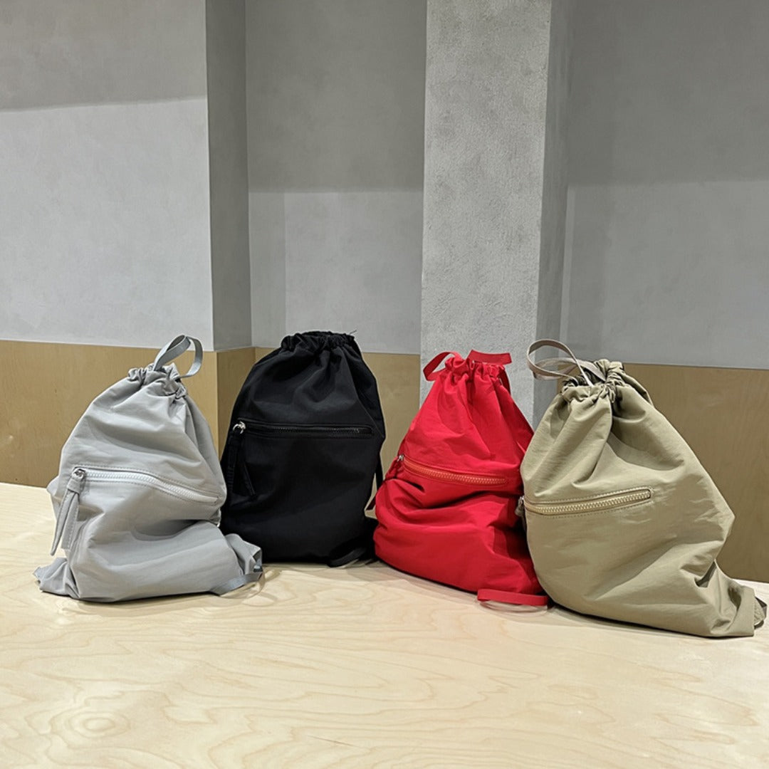 Casual bag women's summer large capacity bundle bucket bag, drawstring fabric backpack unisex, nylon backpack purse lightweight
