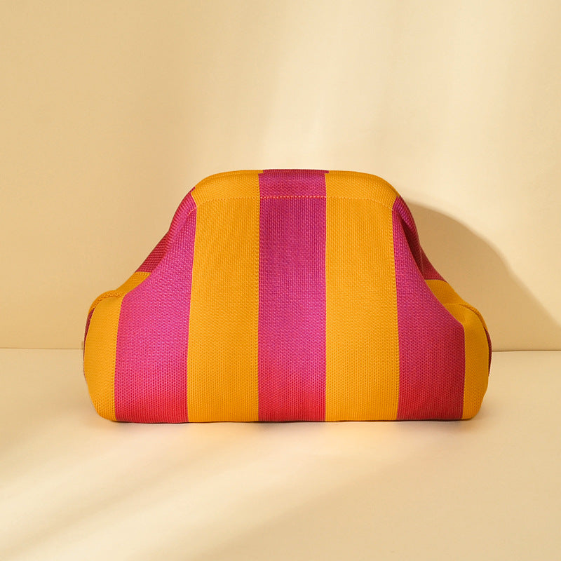 Womens Knitted Bag Striped Clutch